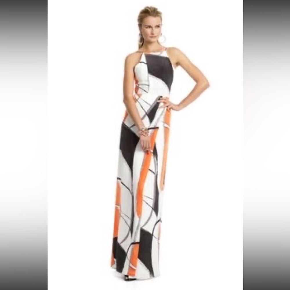 Yigal Azrouel backless maxi dress with slit in orange, SZ 0/2